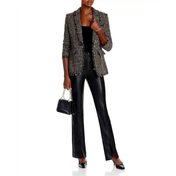 NEW CINQ A SEPT confetti tweed khloe blazer in black - Picture 4 of 4